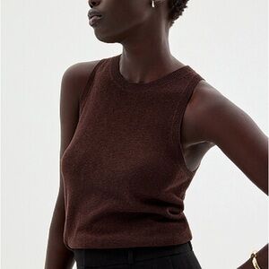 Tahari fine merino wool brown knit tank